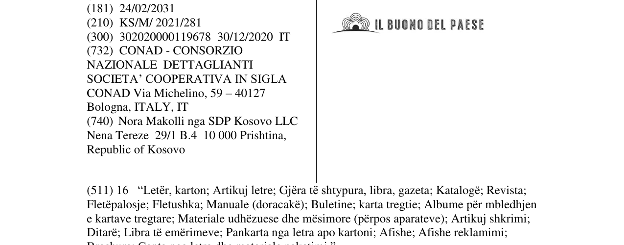 Zëri i markës ilbuono del paese në buletin