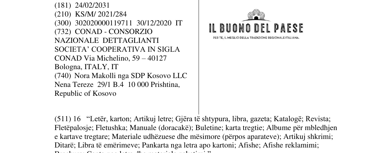 Zëri i markës IL BUONO DEL PAESE në buletin