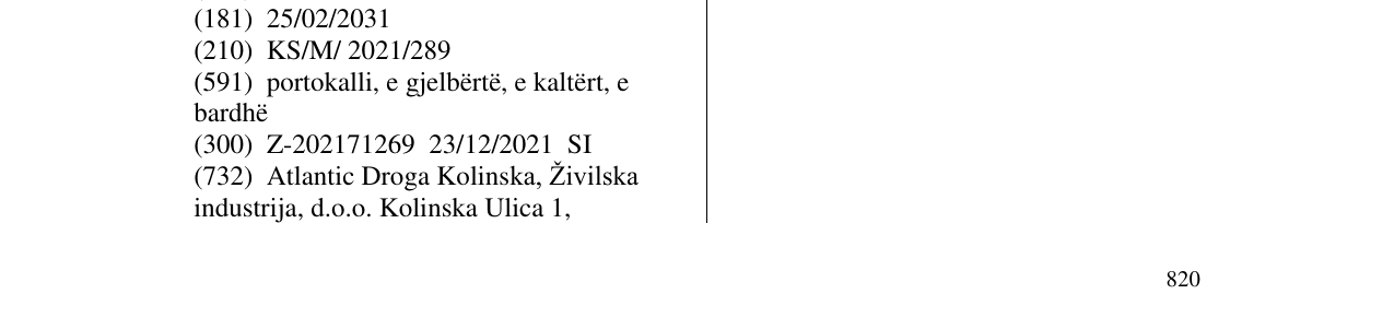 Zëri i markës argeta në buletin