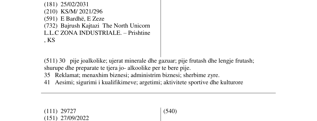 Zëri i markës BANG BANG në buletin
