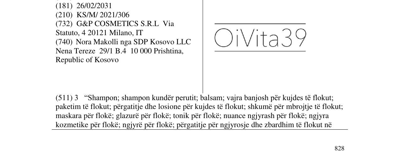 Zëri i markës OIVITA39 në buletin