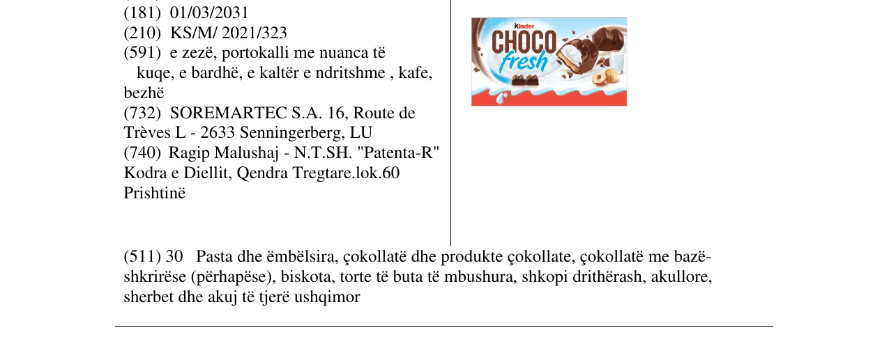 Zëri i markës choco fresh në buletin