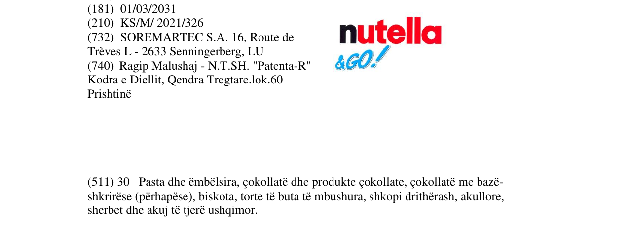 Zëri i markës nutella&go në buletin