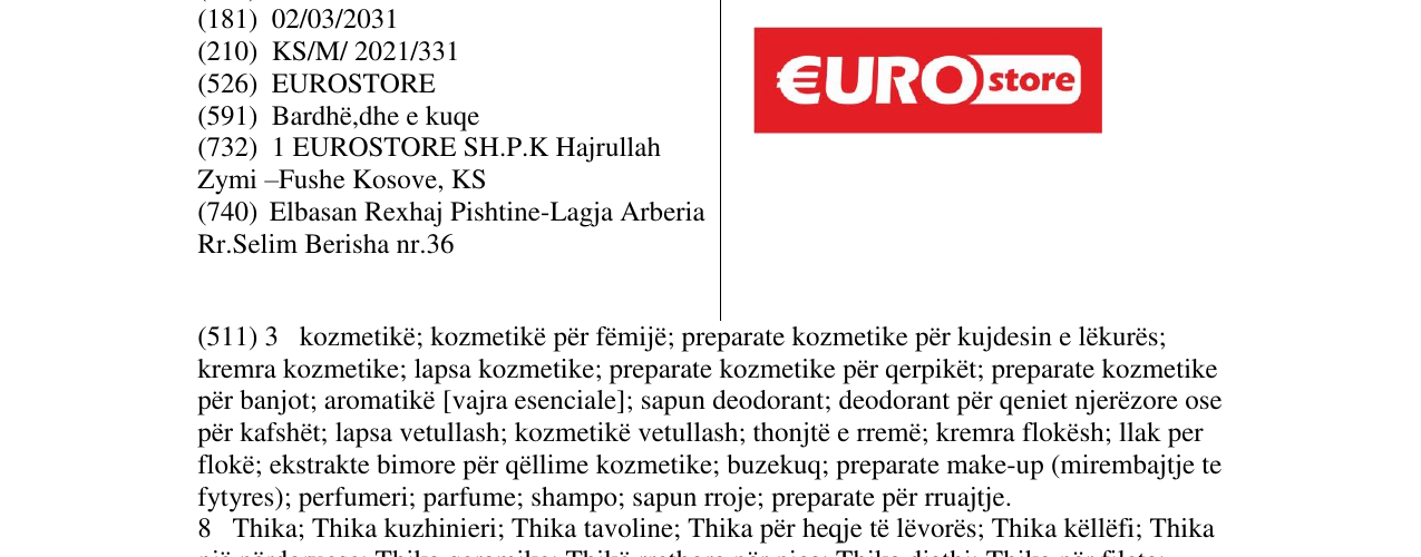Zëri i markës EURO store në buletin