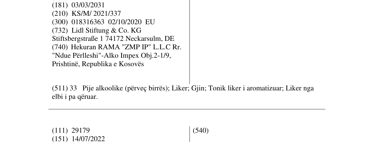 Zëri i markës Salty Sea në buletin