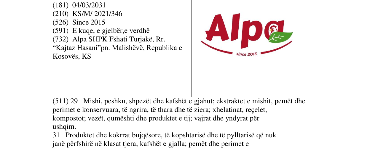 Zëri i markës Alpa në buletin