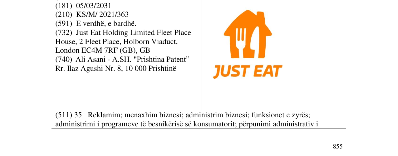 Zëri i markës just eat në buletin