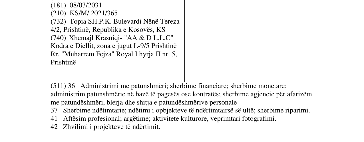Zëri i markës TAPIA në buletin