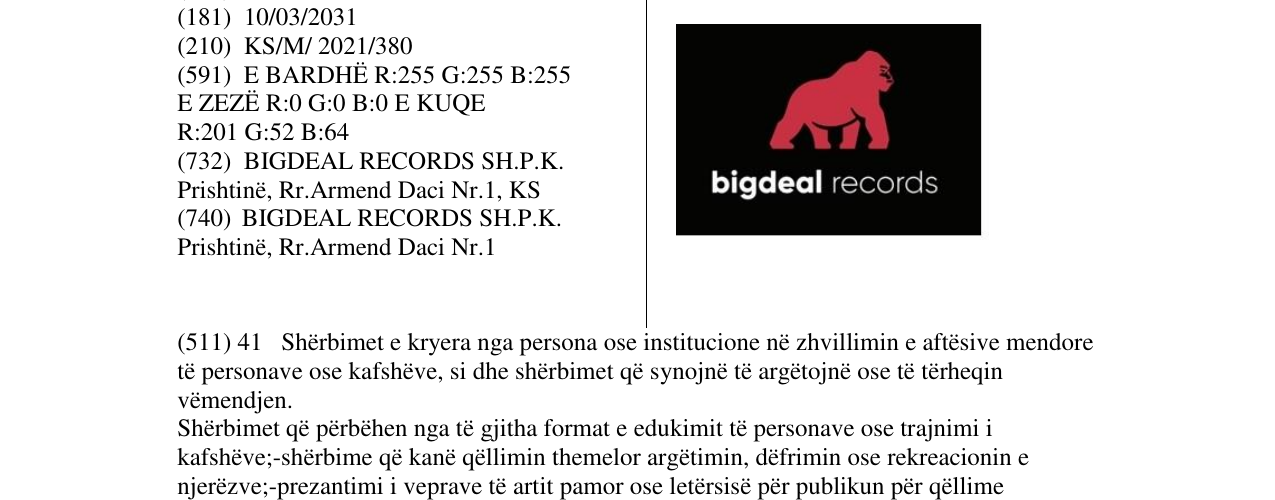 Zëri i markës big deal records në buletin