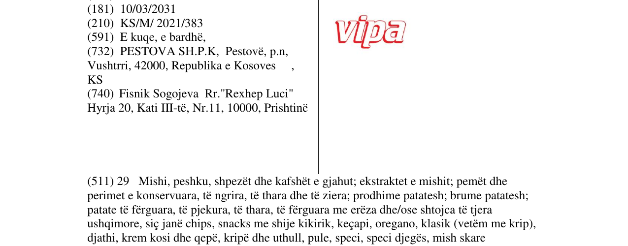 Zëri i markës vipa në buletin