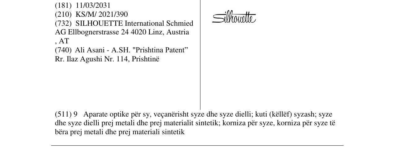 Zëri i markës silhouette në buletin