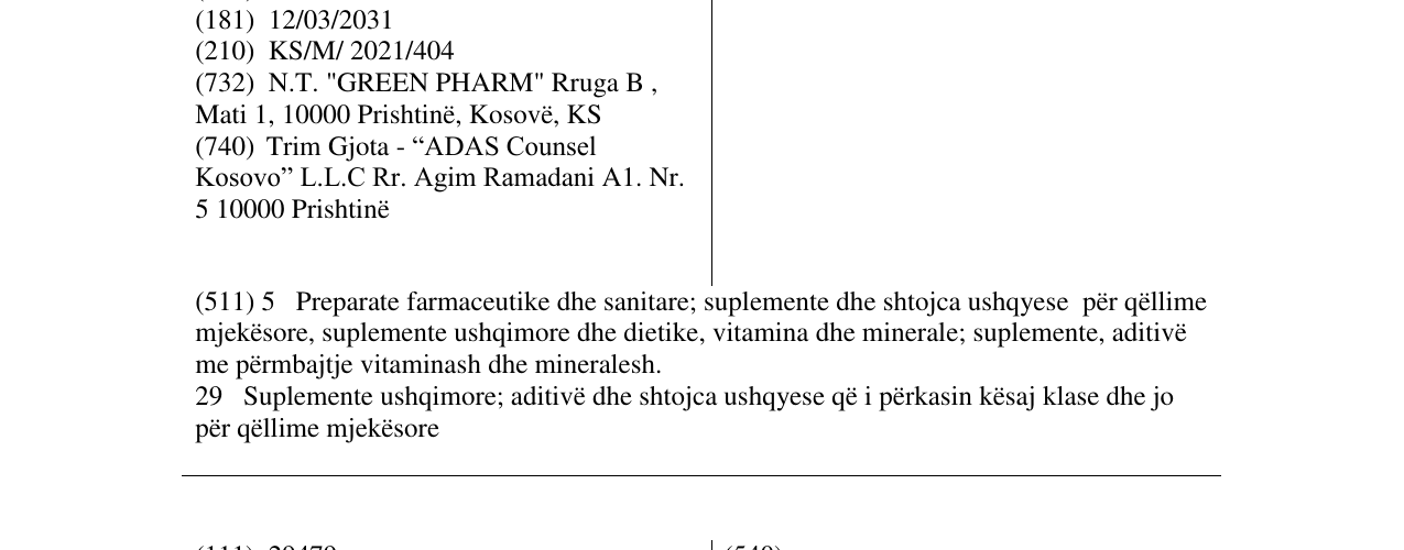 Zëri i markës Glucond në buletin