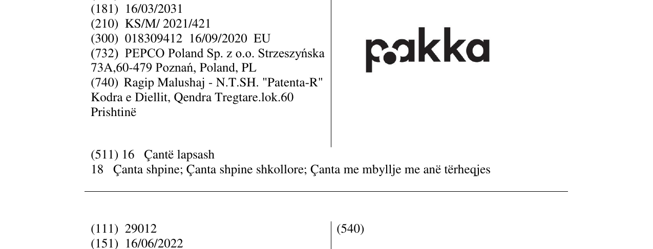 Zëri i markës pakka në buletin