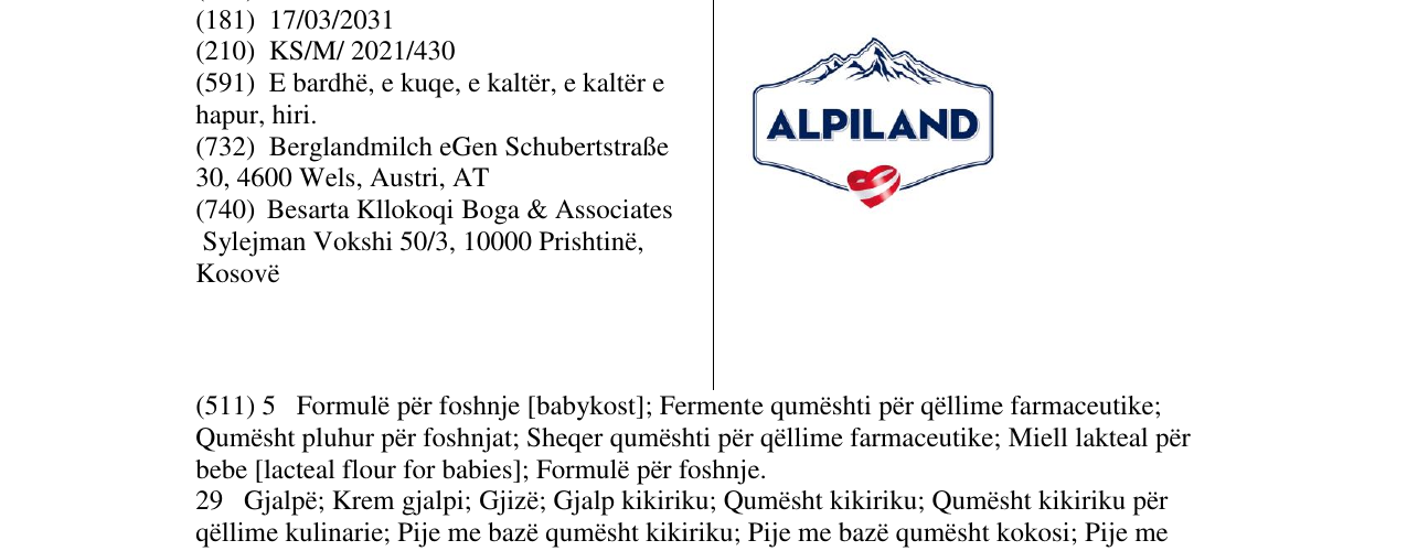 Zëri i markës alpiland në buletin