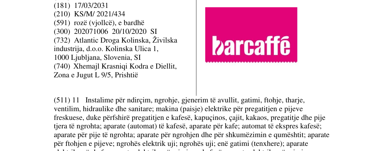 Zëri i markës barcafe në buletin