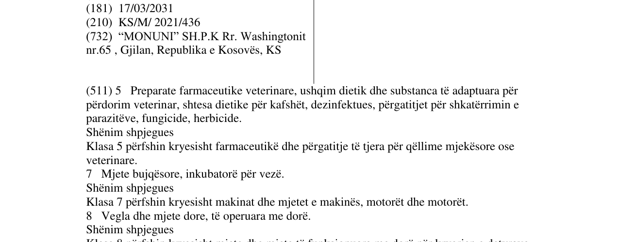 Zëri i markës ” MONUNI” në buletin