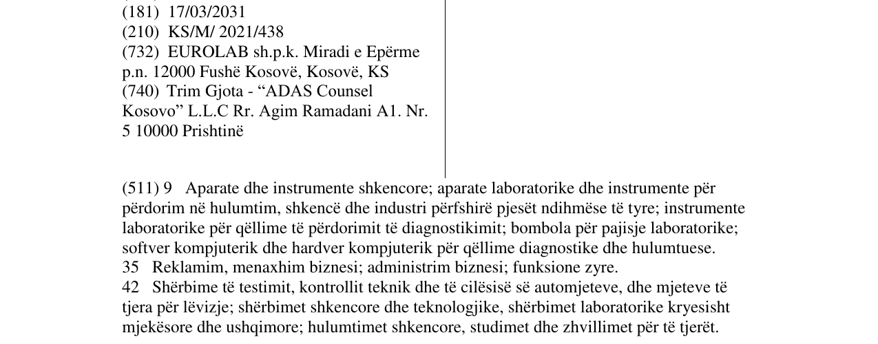 Zëri i markës EUROLAB në buletin