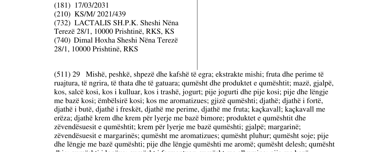 Zëri i markës Mezze në buletin