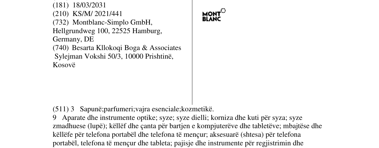 Zëri i markës mont blanc në buletin