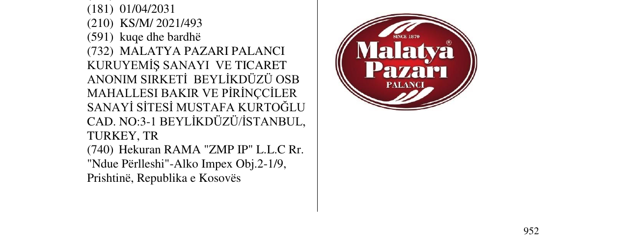 Zëri i markës Malatya Pazari në buletin