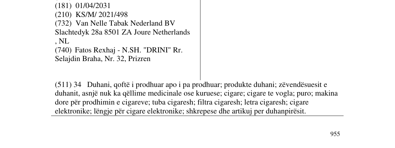 Zëri i markës PARKER & SIMPSON në buletin