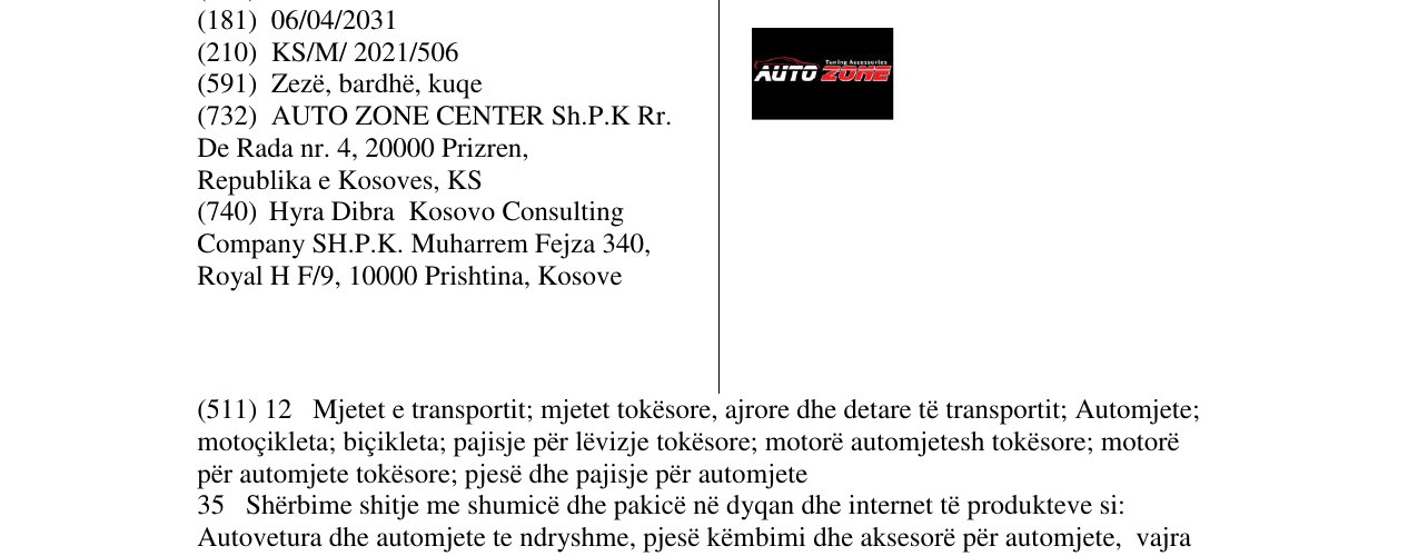 Zëri i markës AUTO ZONE në buletin