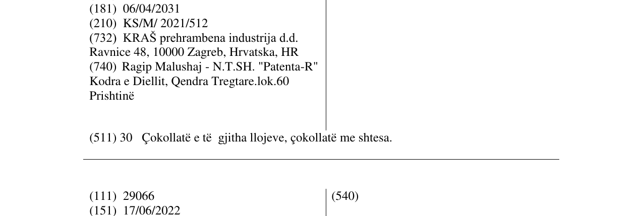 Zëri i markës ŽIVOTINJSKO CARSTVO MILKSY në buletin