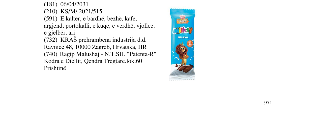Zëri i markës milksy mlijeko në buletin