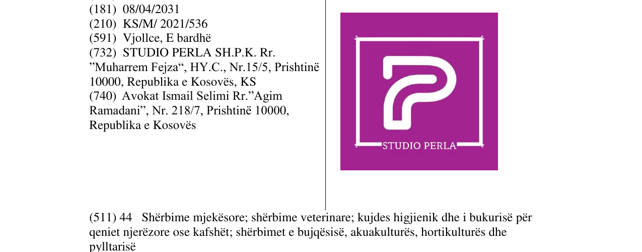 Zëri i markës STUDIO PERLA në buletin