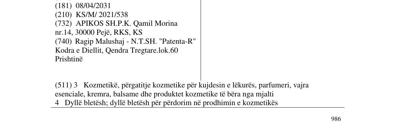 Zëri i markës Apicold në buletin