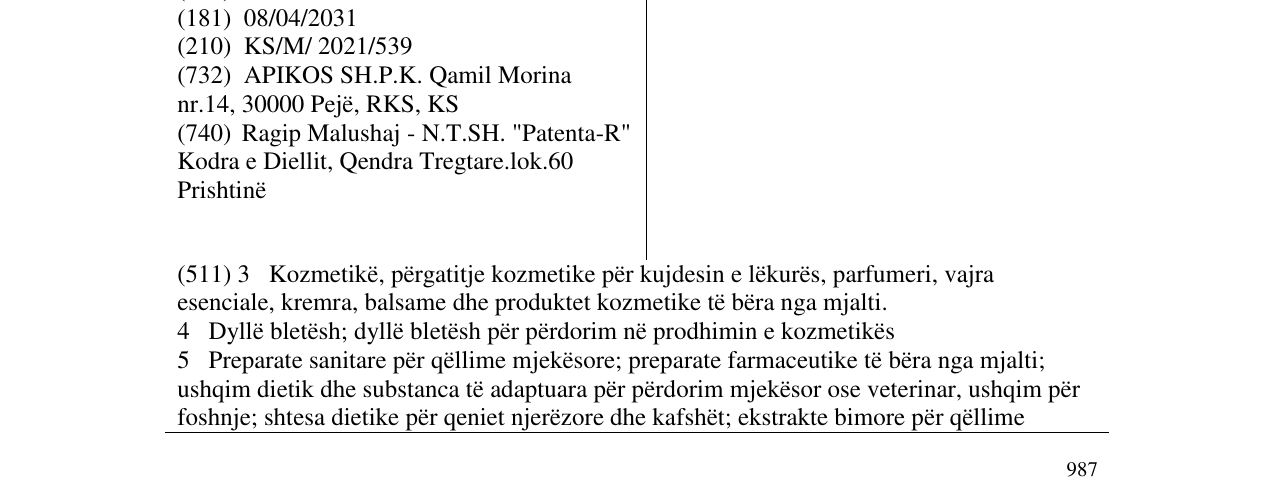 Zëri i markës Apiseptol në buletin