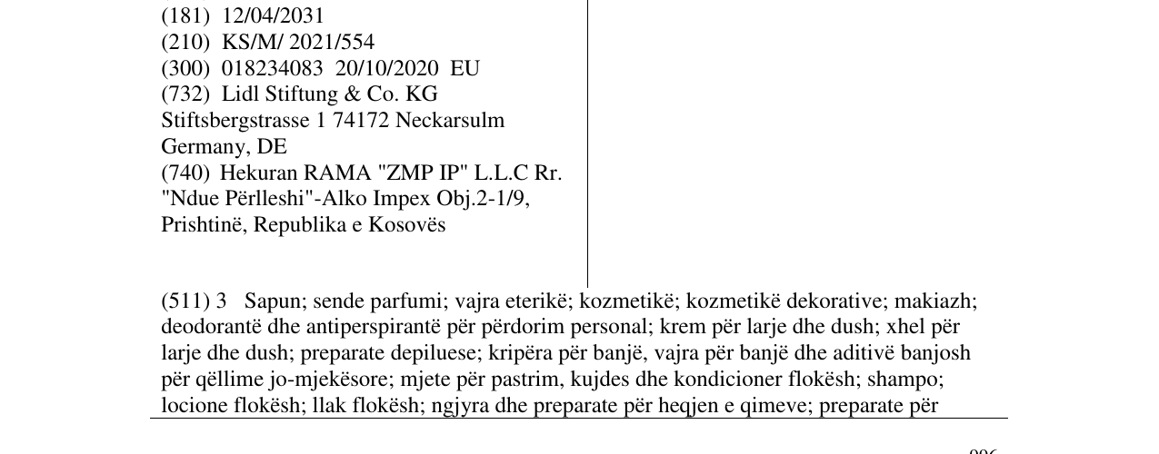 Zëri i markës Cien në buletin