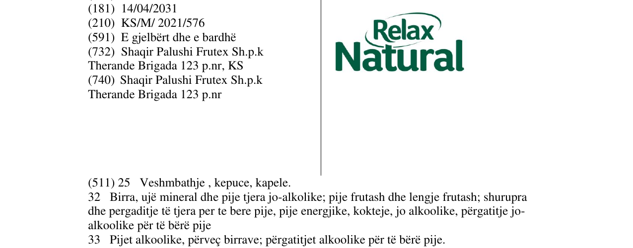 Zëri i markës relax Natural në buletin
