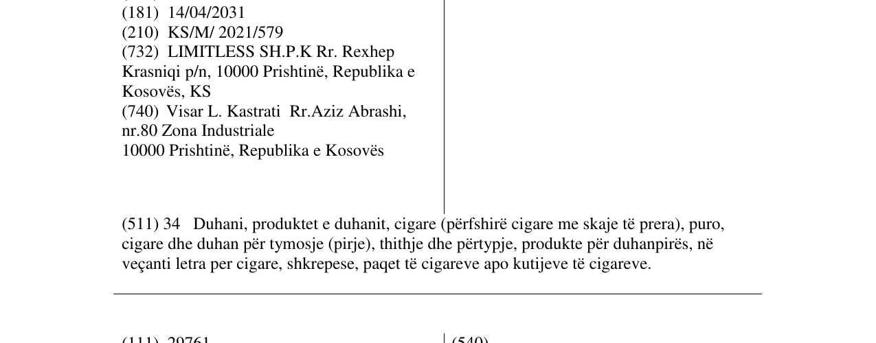 Zëri i markës CRISTAL në buletin
