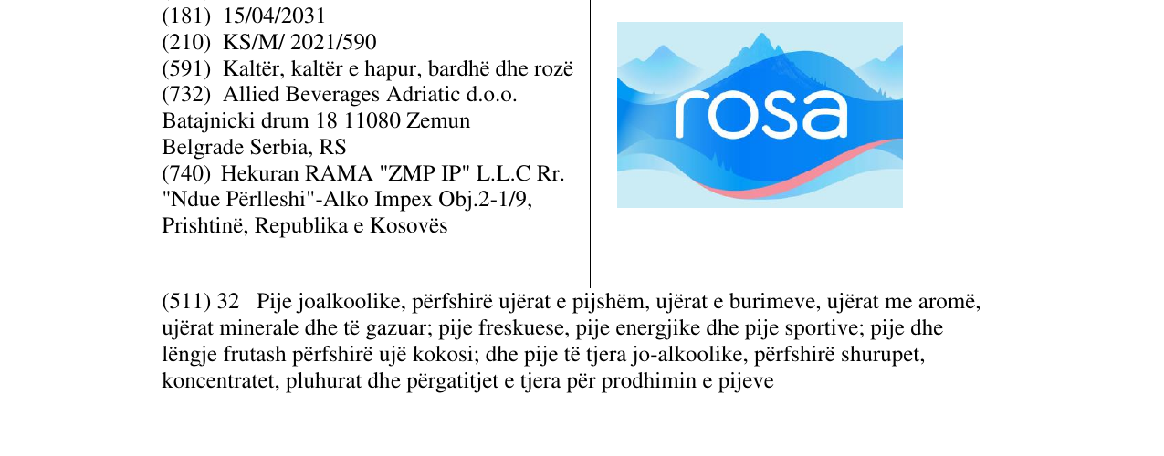 Zëri i markës rosa në buletin