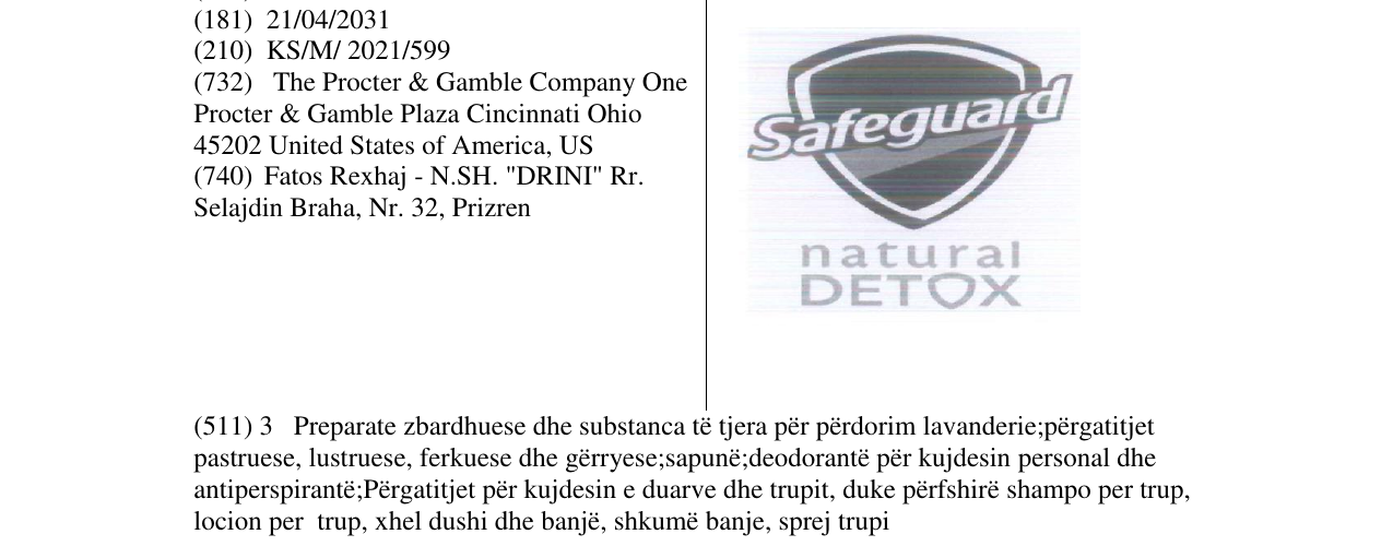 Zëri i markës Safeguard Natural Detox në buletin