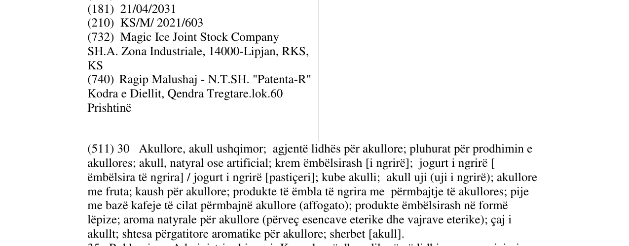 The entry of the trademark EVEREST in the bulletin