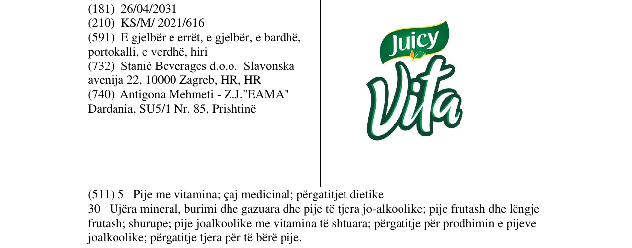 Zëri i markës Juicy Vita në buletin
