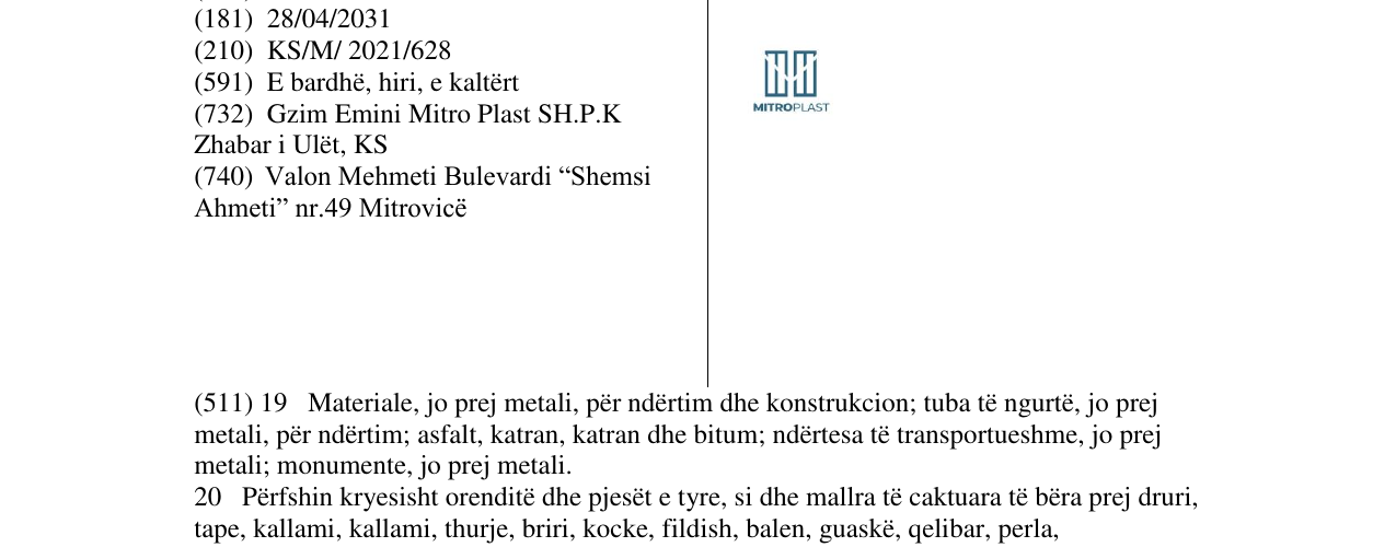 Zëri i markës MITRO PLAST në buletin