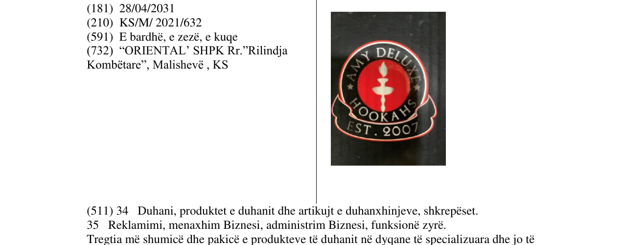 Zëri i markës AMY DELUX HOOKAHS në buletin