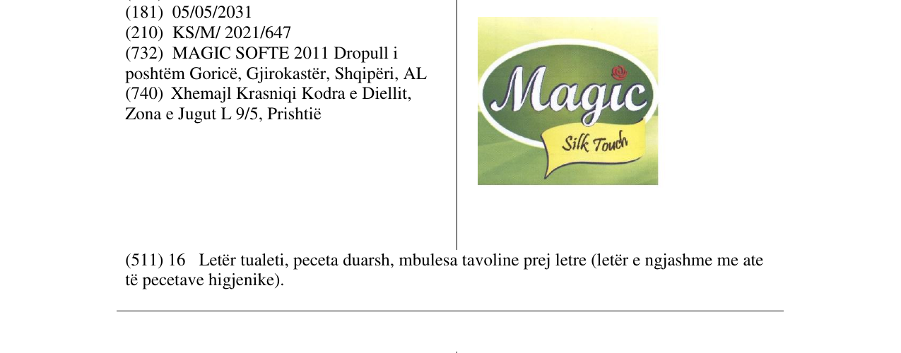 Zëri i markës magic silk touch në buletin