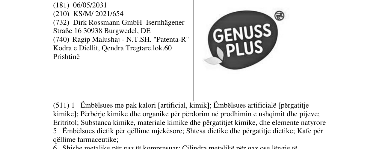 Zëri i markës genuss plus në buletin