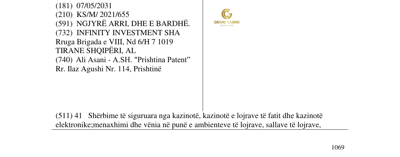 Zëri i markës GRAND CASINO në buletin