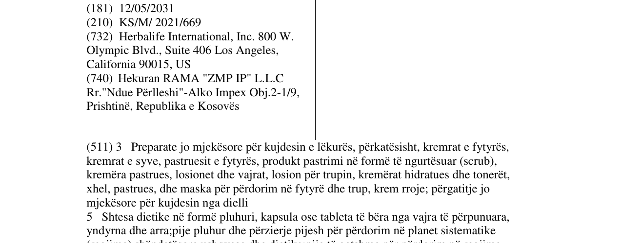 Zëri i markës HERBALIFE NUTRITION në buletin