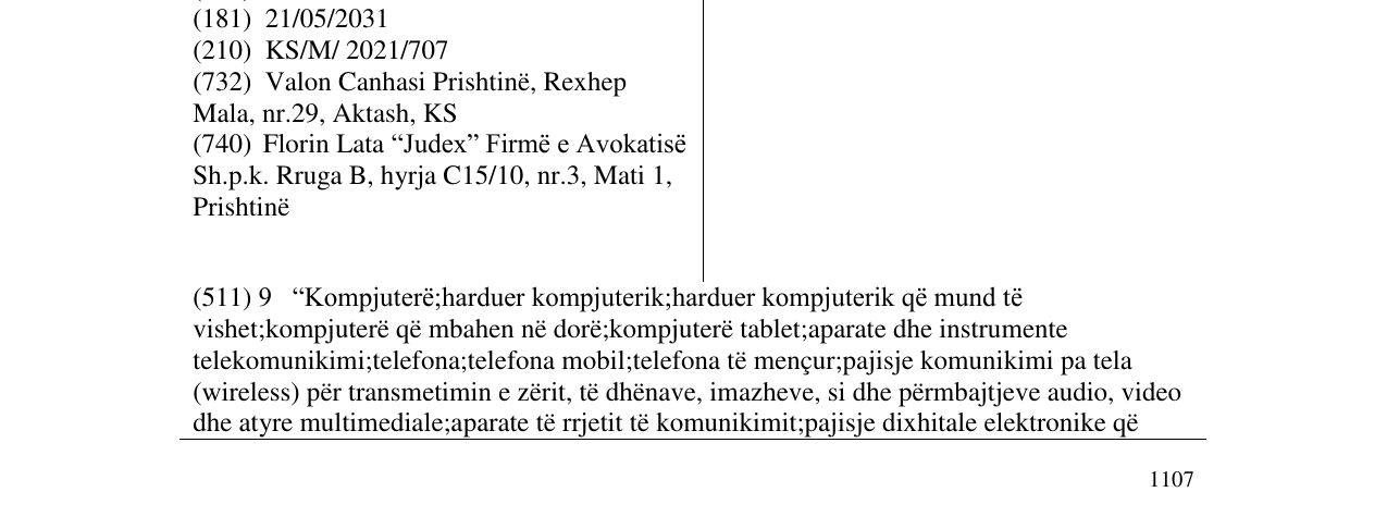 Zëri i markës HALLAKATE në buletin