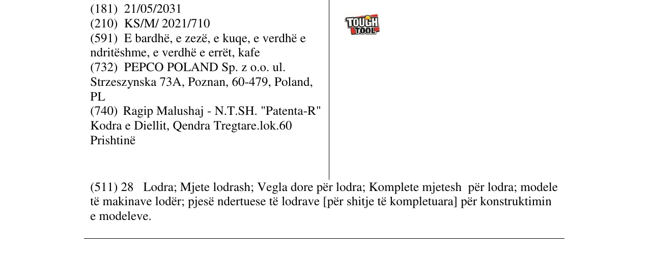Zëri i markës TOUGH TOOL në buletin