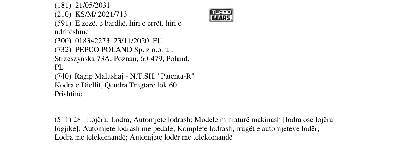 Zëri i markës TURBO GEAR në buletin