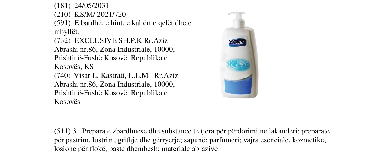 Zëri i markës golden hand wash në buletin