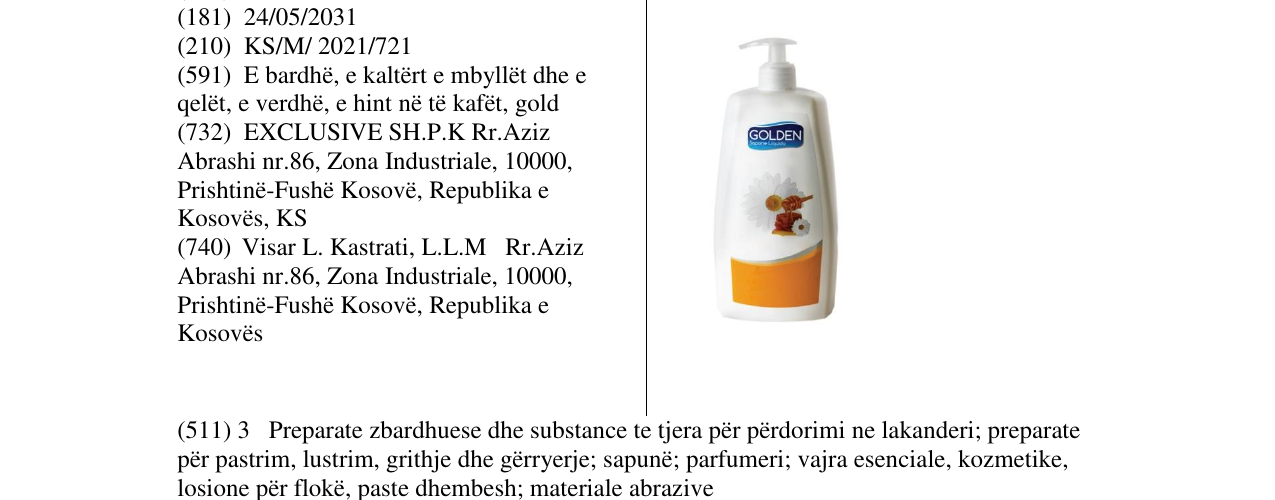 Zëri i markës golden hand vash në buletin