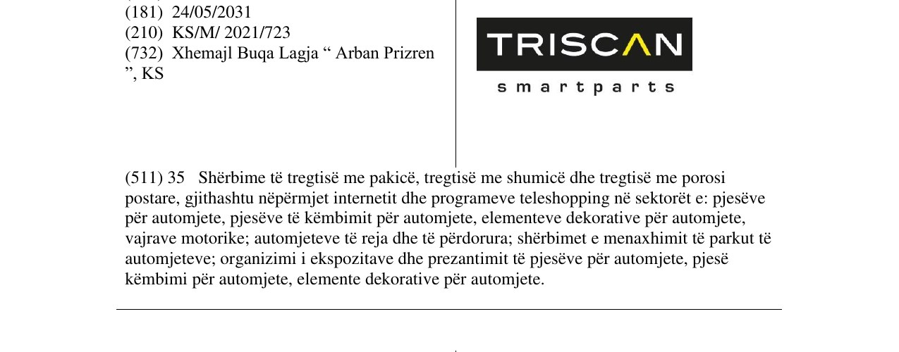 Zëri i markës TRISCAN në buletin